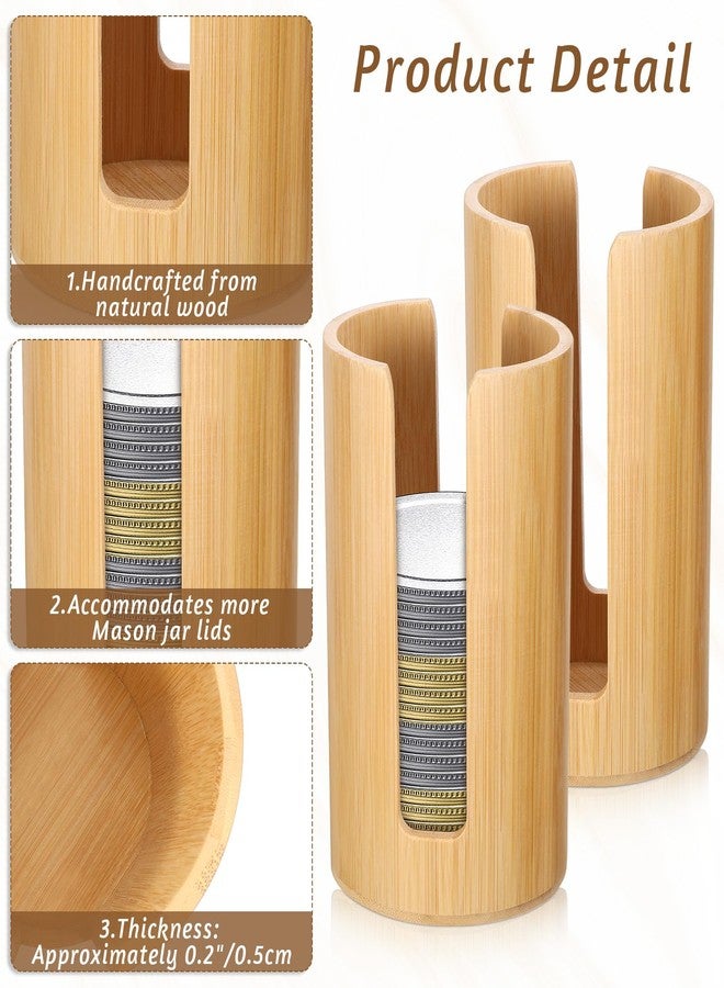 SHENLIU 2 Pack Mason Jar Lid Organizer, Wooden Vertical Storage Holder Suitable for Mason/Canning/Bamboo Lids(WIDE/REGULAR), Fit Perfectly, Stackable Steady - Image 3